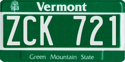 VT license plate ZCK721