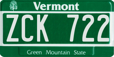 VT license plate ZCK722