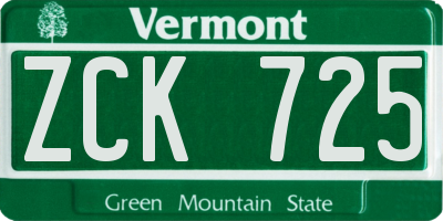 VT license plate ZCK725