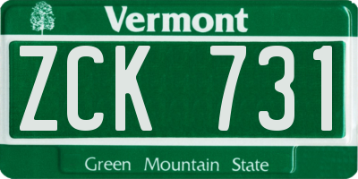 VT license plate ZCK731