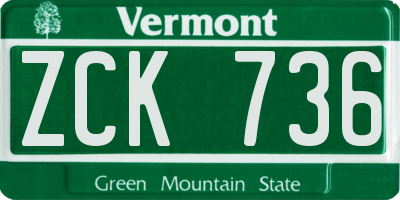 VT license plate ZCK736
