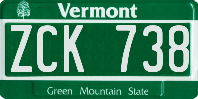 VT license plate ZCK738