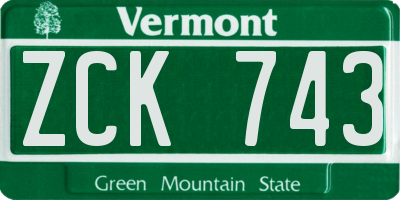VT license plate ZCK743