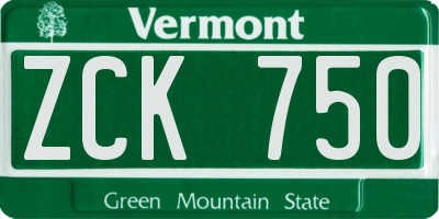 VT license plate ZCK750