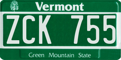 VT license plate ZCK755