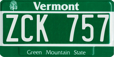 VT license plate ZCK757
