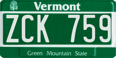 VT license plate ZCK759