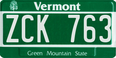VT license plate ZCK763