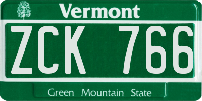 VT license plate ZCK766