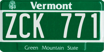 VT license plate ZCK771