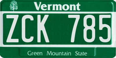 VT license plate ZCK785