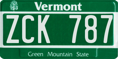 VT license plate ZCK787