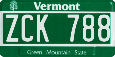 VT license plate ZCK788