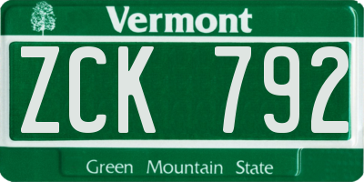 VT license plate ZCK792