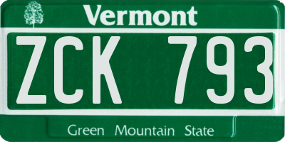VT license plate ZCK793