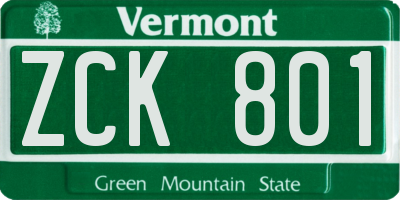 VT license plate ZCK801