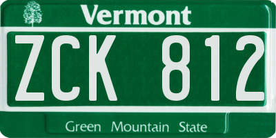 VT license plate ZCK812