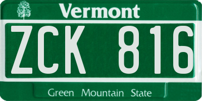 VT license plate ZCK816