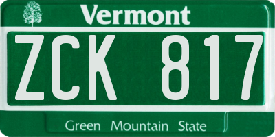 VT license plate ZCK817