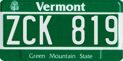 VT license plate ZCK819