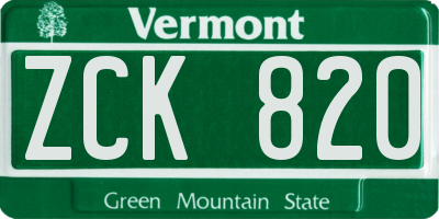 VT license plate ZCK820