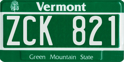 VT license plate ZCK821