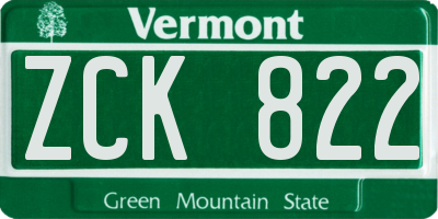 VT license plate ZCK822