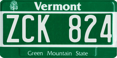 VT license plate ZCK824