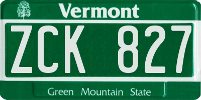 VT license plate ZCK827