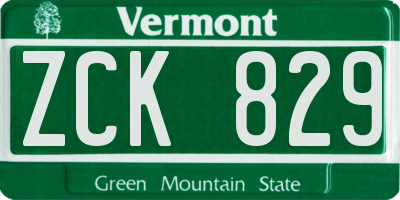 VT license plate ZCK829