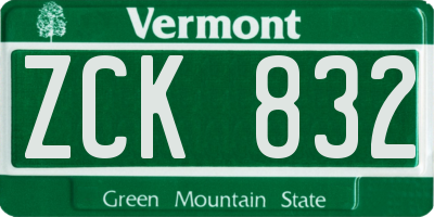 VT license plate ZCK832