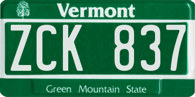 VT license plate ZCK837