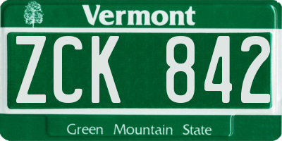 VT license plate ZCK842