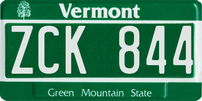 VT license plate ZCK844