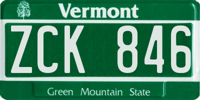 VT license plate ZCK846
