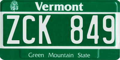 VT license plate ZCK849