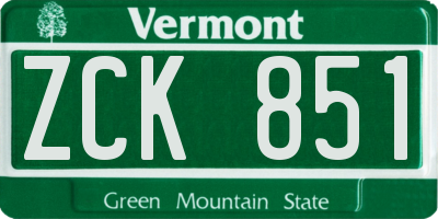 VT license plate ZCK851