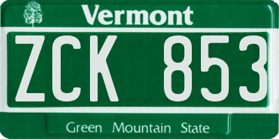 VT license plate ZCK853