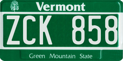 VT license plate ZCK858
