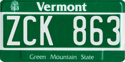 VT license plate ZCK863