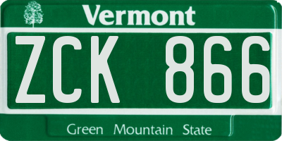 VT license plate ZCK866