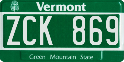 VT license plate ZCK869