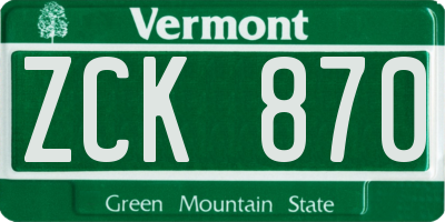 VT license plate ZCK870