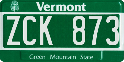 VT license plate ZCK873