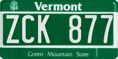 VT license plate ZCK877