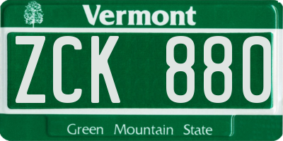 VT license plate ZCK880