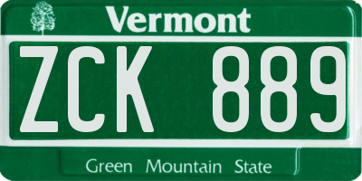VT license plate ZCK889