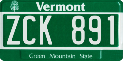 VT license plate ZCK891