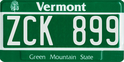 VT license plate ZCK899