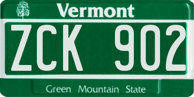VT license plate ZCK902